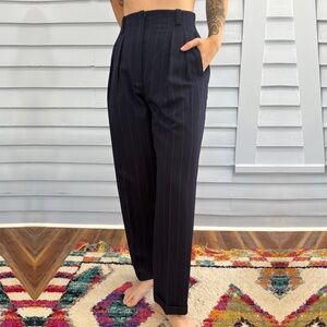 Vintage 80s/90s Liz Claiborne Wool High-Waisted Pinstripe Pleated Trousers
